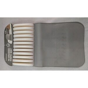 Madesmart In-Drawer Knife Mat Kitchen Organizer 11 Slot Gray White NEW Storage